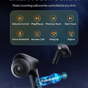 Wireless Earbuds Bluetooth V5.3 Headphones 50H Playback Deep Bass Stereo Ear Buds with LED Power Display Charging Case IPX7 Waterproof Earphones with Mic Headset for Laptop Pad Android/iOS Phones