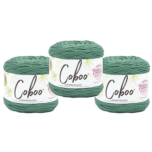 Lion Brand Yarn Coboo, Soft Yarn for Knitting, Crochet, and Crafts, Bayberry, 3 Pack