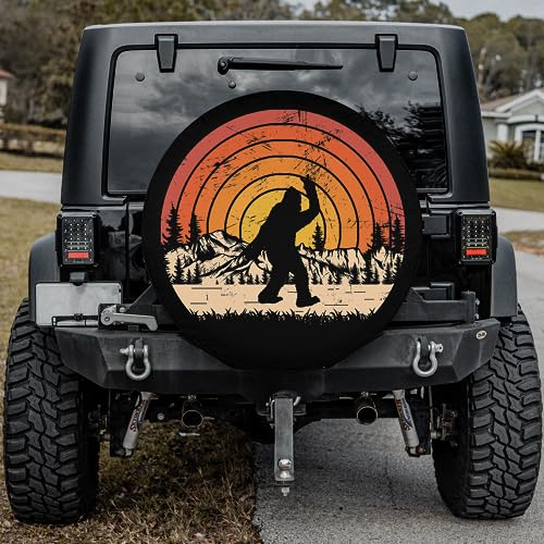 Tippsy LLC Store Bigfoot Camping Hiking Tire Cover, Bigfoot Spare Tire Cover with or Without Backup Camera Hole (Style 2)