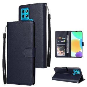 phone back cover slim case compatible with infinix smart 6 wallet case with card holders, premium pu leather wallet case [wrist strap] tpu lined anti-shock shockproof shell case cover sleeves ( color