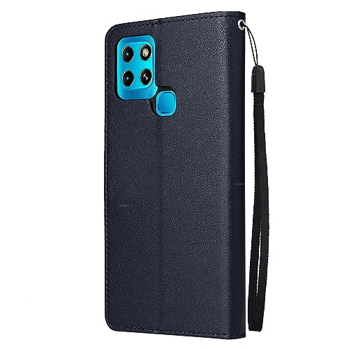 Phone Back Cover Slim Case Compatible with Infinix Smart 6 Wallet Case with Card Holders, Premium PU Leather Wallet Case [Wrist Strap] TPU Lined Anti-Shock Shockproof Shell Case Cover sleeves ( Color