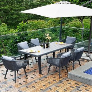 Astomi 7 Pieces Outdoor Dining Set: All-Weather Wicker Outdoor Patio Furniture with Table All Aluminum Frame for Lawn Garden Backyard Deck Patio Dining Set with Cushions