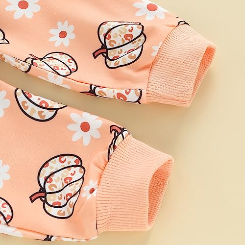 mdnhsb Toddler Baby Girl Clothes Flower Pumpkin Print Sweatshirts Elastic Waist Long Pants Sets Halloween Outfits (A-Orange, 12-18 Months)