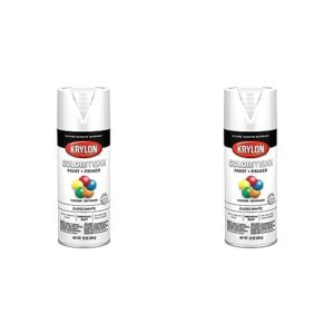 krylon k05545007 colormaxx spray paint and primer for indoor/outdoor use, gloss white 12 oz (pack of 2)