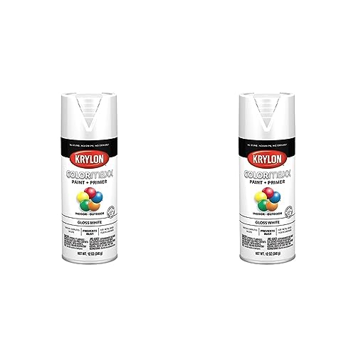 Krylon K05545007 COLORmaxx Spray Paint and Primer for Indoor/Outdoor Use, Gloss White 12 Oz (Pack of 2)