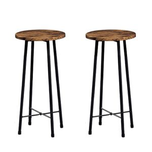 vecelo 24" round barstools, modern bar stools counter height, bistro seats with wood surface, simple chairs for living room dining room, breakfast dinner nap conference, brown