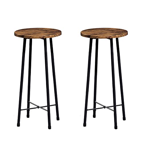 VECELO 24" Round BarStools, Modern Bar Stools Counter Height, Bistro Seats with Wood Surface, Simple Chairs for Living Room Dining Room, Breakfast Dinner Nap Conference, Brown