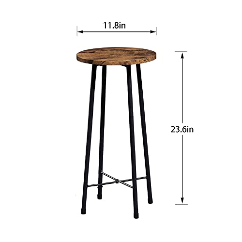 VECELO 24" Round BarStools, Modern Bar Stools Counter Height, Bistro Seats with Wood Surface, Simple Chairs for Living Room Dining Room, Breakfast Dinner Nap Conference, Brown