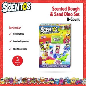 Scented Dough & Cloud Sand Dinosaurs Kit, 2 Dinosaur molds 5 Play Dough 1 Cloud Sand, Sensory Toys for Playdates and Great Gift Idea