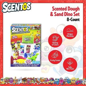 Scented Dough & Cloud Sand Dinosaurs Kit, 2 Dinosaur molds 5 Play Dough 1 Cloud Sand, Sensory Toys for Playdates and Great Gift Idea