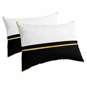 Edwiinsa Black White Pillow Covers King Standard Set of 2 20x36 Bed Pillow, Luxury Yellow Lace Modern Abstract Art Aesthetics Plush Soft Comfort for Hair/Skin Cooling Pillowcases with Envelop Closure