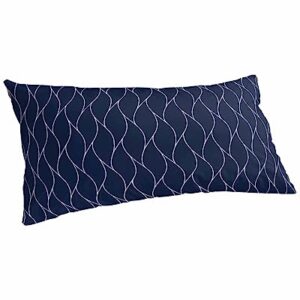 Edwiinsa Navy Blue Pillow Covers King Size 20x40 Bed Pillow, White Wave Pattern Modern Abstract Art Aesthetics Plush Soft Comfort for Hair/Skin Cooling Pillowcases with Envelop Closure