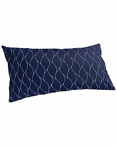 Edwiinsa Navy Blue Pillow Covers King Size 20x40 Bed Pillow, White Wave Pattern Modern Abstract Art Aesthetics Plush Soft Comfort for Hair/Skin Cooling Pillowcases with Envelop Closure