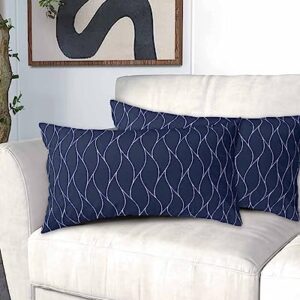 Edwiinsa Navy Blue Pillow Covers King Size 20x40 Bed Pillow, White Wave Pattern Modern Abstract Art Aesthetics Plush Soft Comfort for Hair/Skin Cooling Pillowcases with Envelop Closure