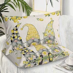 Edwiinsa Summer Lemon Pillow Covers Standard Size Set of 2 20x26 Bed Pillow, Rustic Spring Floral Gnomes Plush Soft Comfort for Hair/Skin Cooling Pillowcases with Envelop Closure