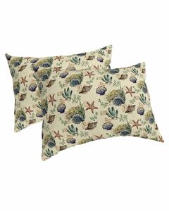 edwiinsa summer beach pillow covers standard size set of 2 20x26 bed pillow, ocean coastal conch shell starfish farmhouse plush soft comfort for hair/skin cooling pillowcases with envelop closure