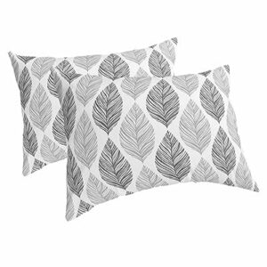 Edwiinsa Grey Leaves Pillow Covers King Standard Set of 2 20x36 Bed Pillow, Gray Summer Tropical Plant Aesthetics Plush Soft Comfort for Hair/Skin Cooling Pillowcases with Envelop Closure