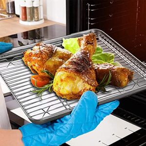 TEMKIN Baking Tray with Removable Cooling Rack Set Stainless Steel Wire Grid Tray Kitchen Oven Cook Pan Non-Stick Bread Barbecue Holder (Size : Small)