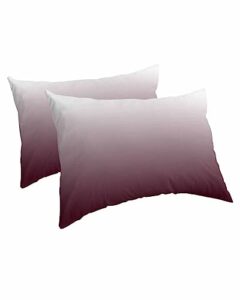 edwiinsa wine red ombre pillow covers standard size set of 2 20x26 bed pillow, white modern abstract art aesthetics plush soft comfort for hair/skin cooling pillowcases with envelop closure