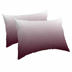 Edwiinsa Wine Red Ombre Pillow Covers Standard Size Set of 2 20x26 Bed Pillow, White Modern Abstract Art Aesthetics Plush Soft Comfort for Hair/Skin Cooling Pillowcases with Envelop Closure