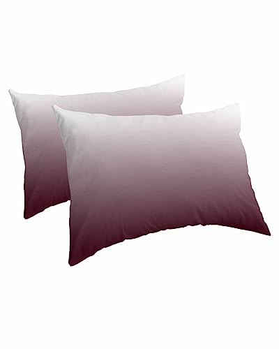 Edwiinsa Wine Red Ombre Pillow Covers Standard Size Set of 2 20x26 Bed Pillow, White Modern Abstract Art Aesthetics Plush Soft Comfort for Hair/Skin Cooling Pillowcases with Envelop Closure