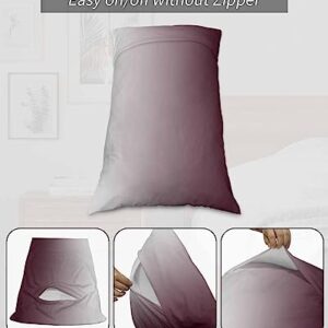 Edwiinsa Wine Red Ombre Pillow Covers Standard Size Set of 2 20x26 Bed Pillow, White Modern Abstract Art Aesthetics Plush Soft Comfort for Hair/Skin Cooling Pillowcases with Envelop Closure