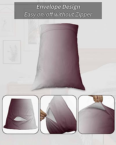 Edwiinsa Wine Red Ombre Pillow Covers Standard Size Set of 2 20x26 Bed Pillow, White Modern Abstract Art Aesthetics Plush Soft Comfort for Hair/Skin Cooling Pillowcases with Envelop Closure