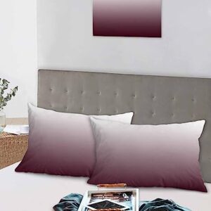 Edwiinsa Wine Red Ombre Pillow Covers Standard Size Set of 2 20x26 Bed Pillow, White Modern Abstract Art Aesthetics Plush Soft Comfort for Hair/Skin Cooling Pillowcases with Envelop Closure