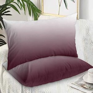 Edwiinsa Wine Red Ombre Pillow Covers Standard Size Set of 2 20x26 Bed Pillow, White Modern Abstract Art Aesthetics Plush Soft Comfort for Hair/Skin Cooling Pillowcases with Envelop Closure