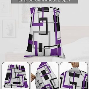 Edwiinsa Purple Grey Black Pillow Covers Standard Size Set of 2 20x26 Bed Pillow, Modern Geometry Abstract Art Aesthetics Plush Soft Comfort for Hair/Skin Cooling Pillowcases with Envelop Closure