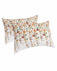 edwiinsa weeping flowers pillow covers standard size set of 2 20x26 bed pillow, red yellow teal spring floral botanical art plush soft comfort for hair/skin cooling pillowcases with envelop closure
