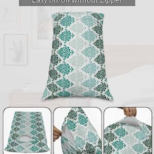 Edwiinsa Teal Ombre Pillow Covers Standard Size Set of 2 20x26 Bed Pillow, Grey Modern Abstract Art Aesthetics Plush Soft Comfort for Hair/Skin Cooling Pillowcases with Envelop Closure