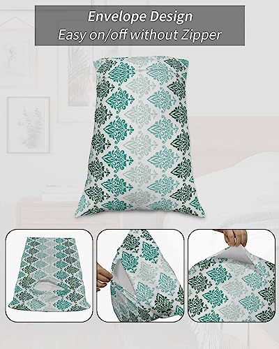 Edwiinsa Teal Ombre Pillow Covers Standard Size Set of 2 20x26 Bed Pillow, Grey Modern Abstract Art Aesthetics Plush Soft Comfort for Hair/Skin Cooling Pillowcases with Envelop Closure