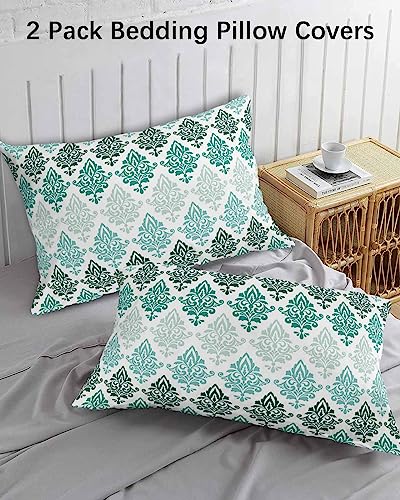 Edwiinsa Teal Ombre Pillow Covers Standard Size Set of 2 20x26 Bed Pillow, Grey Modern Abstract Art Aesthetics Plush Soft Comfort for Hair/Skin Cooling Pillowcases with Envelop Closure