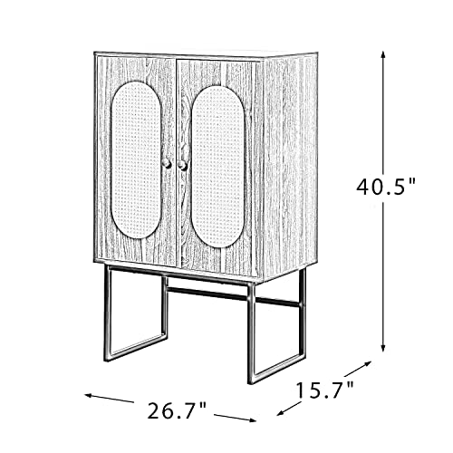 Tidyard 2-Door Accent Cabinet with Interior Shelves and Black Metal Base Sideboard for Living Room Dining Room Kitchen Bedroom Home Furniture