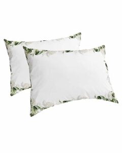 edwiinsa green tropical plant pillow covers standard size set of 2 20x26 bed pillow, summer watercolor teal leaves plush soft comfort for hair/skin cooling pillowcases with envelop closure