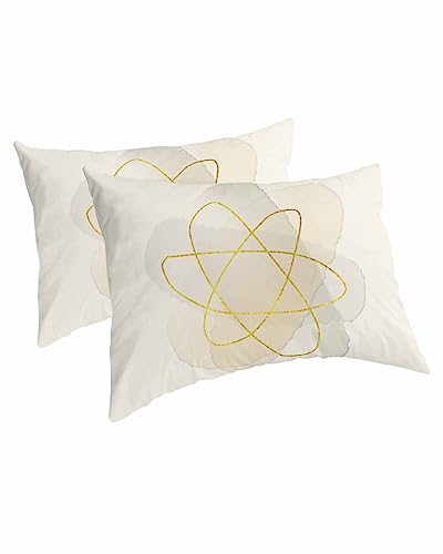 Edwiinsa Yellow Flower Pillow Covers King Standard Set of 2 20x36 Bed Pillow, Modern Abstract Art Yellow Lines Plush Soft Comfort for Hair/Skin Cooling Pillowcases with Envelop Closure