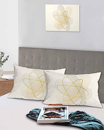 Edwiinsa Yellow Flower Pillow Covers King Standard Set of 2 20x36 Bed Pillow, Modern Abstract Art Yellow Lines Plush Soft Comfort for Hair/Skin Cooling Pillowcases with Envelop Closure