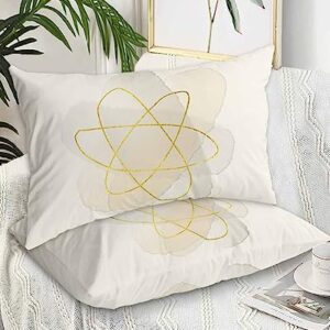 Edwiinsa Yellow Flower Pillow Covers King Standard Set of 2 20x36 Bed Pillow, Modern Abstract Art Yellow Lines Plush Soft Comfort for Hair/Skin Cooling Pillowcases with Envelop Closure