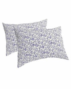 edwiinsa navy blue spring floral pillow covers king standard set of 2 20x36 bed pillow, modern flower pattern aesthetics plush soft comfort for hair/skin cooling pillowcases with envelop closure