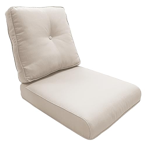 Belord Patio Furniture Beige Cushions with Removable Cover, 1 Pair of Cushions Including 1 Seat Cushion and 1 Back Cushion