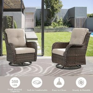 Belord Patio Furniture Beige Cushions with Removable Cover, 1 Pair of Cushions Including 1 Seat Cushion and 1 Back Cushion