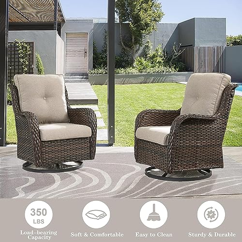 Belord Patio Furniture Beige Cushions with Removable Cover, 1 Pair of Cushions Including 1 Seat Cushion and 1 Back Cushion