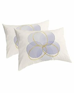 edwiinsa purple flower pillow covers standard size set of 2 20x26 bed pillow, modern abstract art yellow lines plush soft comfort for hair/skin cooling pillowcases with envelop closure