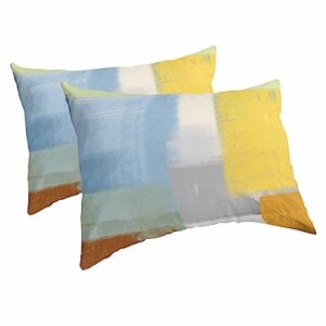 Edwiinsa Blue Yellow Pillow Covers King Standard Set of 2 20x36 Bed Pillow, Orange Oil Painting Modern Abstract Geometric Plush Soft Comfort for Hair/Skin Cooling Pillowcases with Envelop Closure