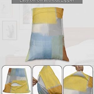 Edwiinsa Blue Yellow Pillow Covers King Standard Set of 2 20x36 Bed Pillow, Orange Oil Painting Modern Abstract Geometric Plush Soft Comfort for Hair/Skin Cooling Pillowcases with Envelop Closure