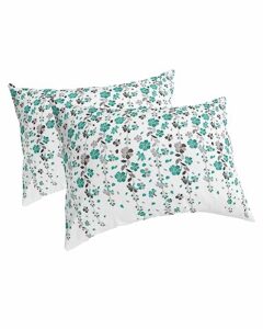 edwiinsa weeping flowers pillow covers standard size set of 2 20x26 bed pillow, teal grey summer spring floral botanical art plush soft comfort for hair/skin cooling pillowcases with envelop closure