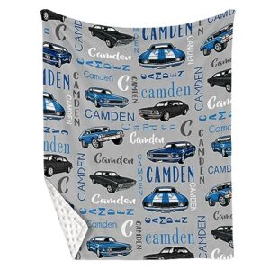 lanleay baby security blanket for girls boys: personalized baby girl blanket with car design - custom name plush minky blanket with baby name(30”x40)