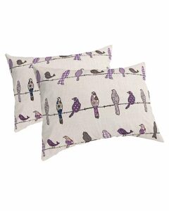 edwiinsa purple grey plaid pillow covers standard size set of 2 20x26 bed pillow, farmhouse burlap spring floral birds plush soft comfort for hair/skin cooling pillowcases with envelop closure