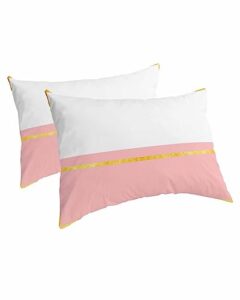 edwiinsa pink white pillow covers king standard set of 2 20x36 bed pillow, luxury yellow lace modern abstract art aesthetics plush soft comfort for hair/skin cooling pillowcases with envelop closure